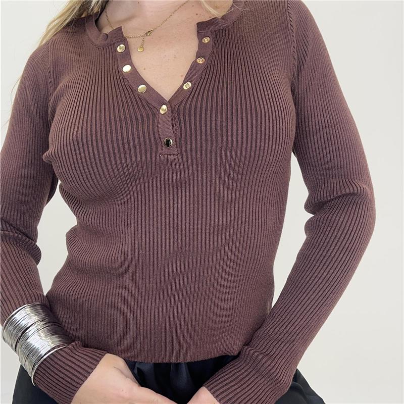 maglia con bottoni in costina benny